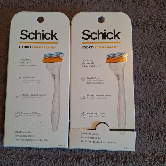 2 Pc‎ Schick Hydro Skin Stubble Eraser 2 Razor Handle with 4 Razor Refill Blades - Picture 4 of 7